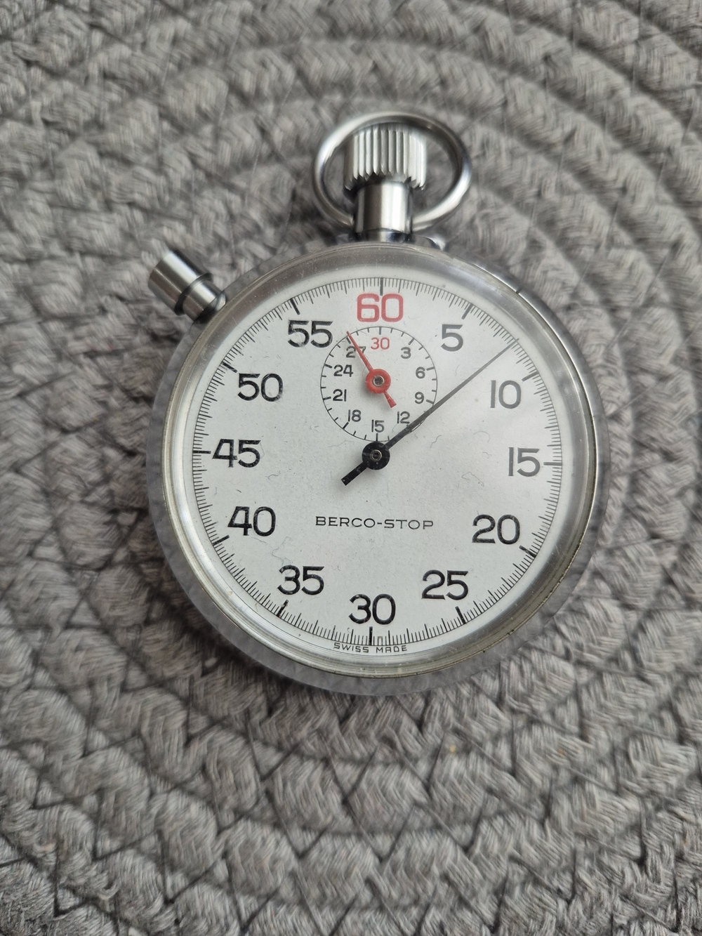 Men's Vintage 1950s-70s Silver Stopwatch - Precision Timing {Works Well}